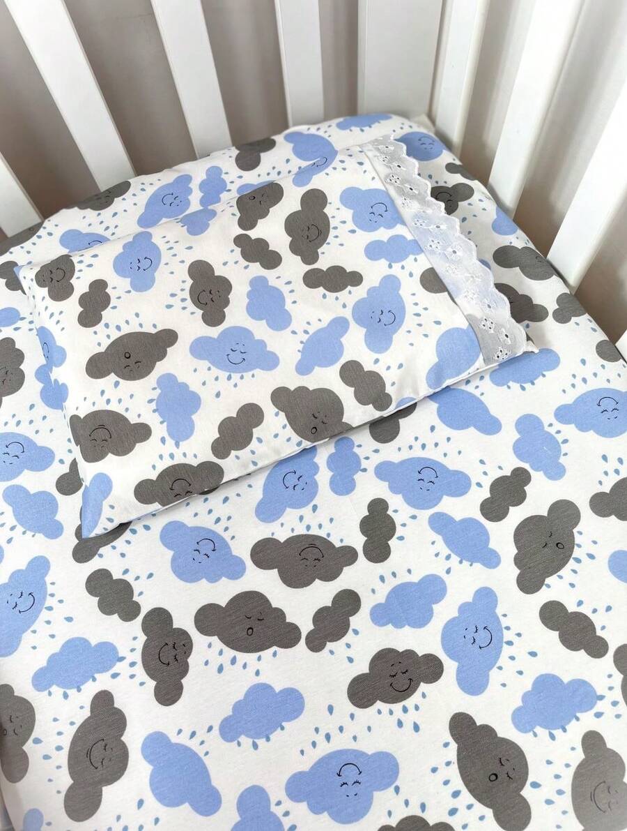 Laura Baby 2-Piece Sheet Set For American Standard Crib Or Mini Crib 100% Cotton - 藍雲 - 查看 1