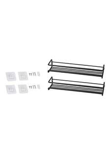 1/2/4 Piezas, Estantería de especias de acero inoxidable, Estantería de almacenamiento sin taladrar, Estantería de almacenamiento de botellas de condimentos de cocina, Decoración de pared, Decoración del hogar. - Negro - Ver 13