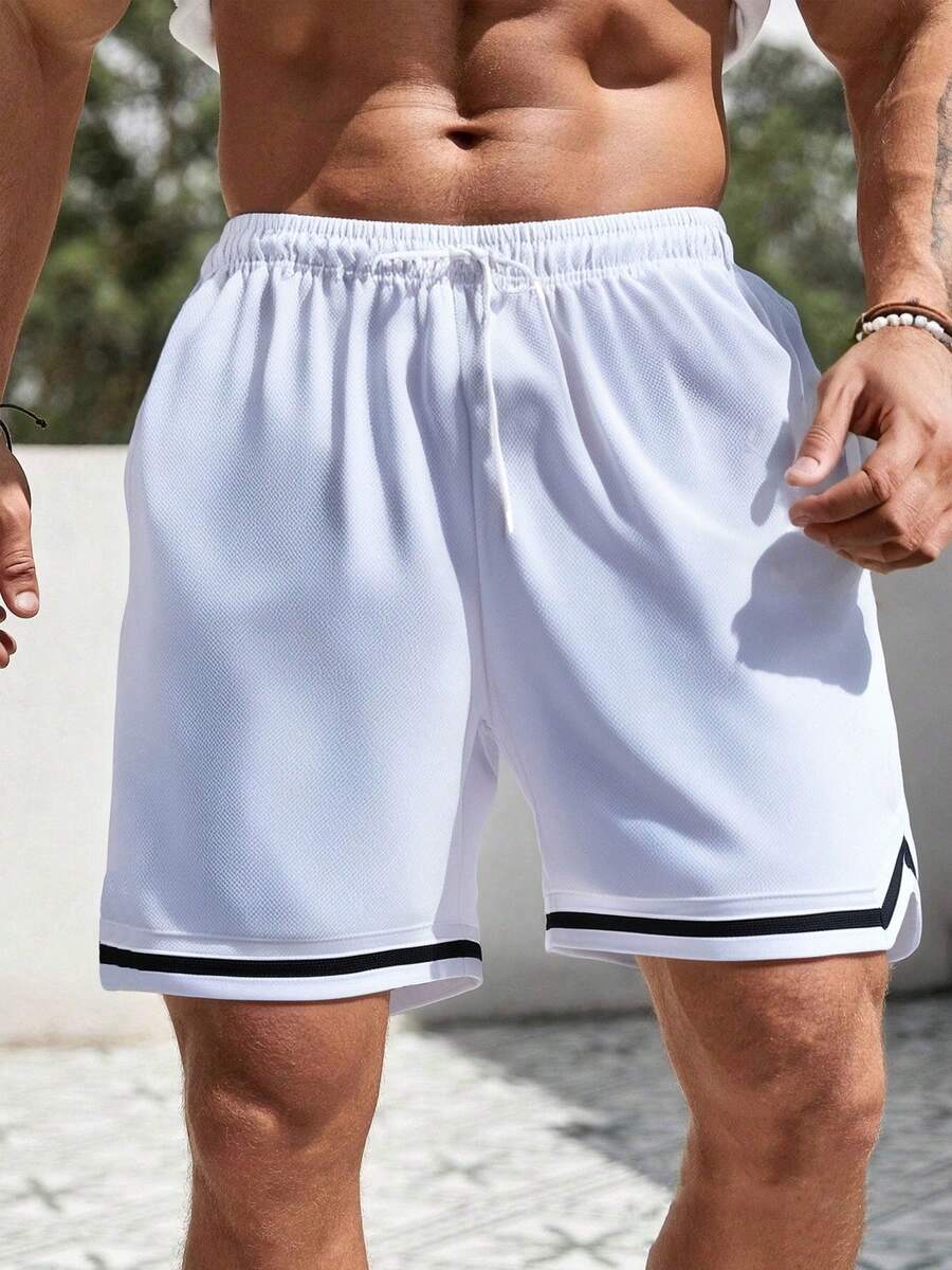 1pc American-Style Basketball Shorts For Boyfriend Style Men, Loose-Fitting Lightweight Sports Shorts For Summer, Ice Silk, Quick-Drying, Casual Bermuda Shorts, Branded
