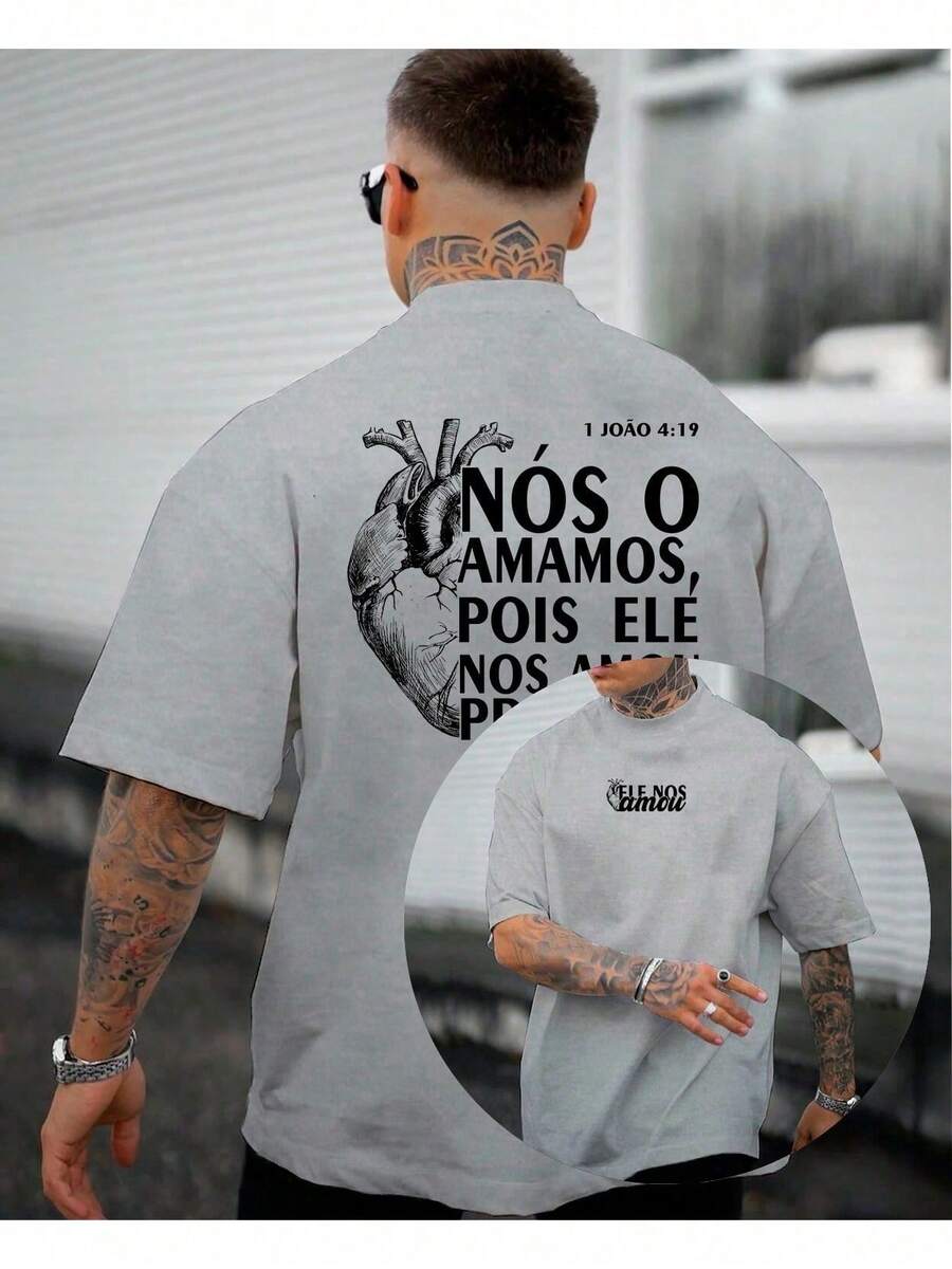 Camiseta NÓS O AMAMOS F/C Camisa Basica Algodão Manga Curta - Cinza - Visão 1
