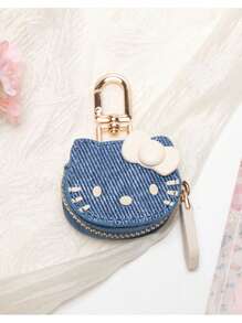Sanrio 1 pieza Llavero de Hello Kitty - Estuche de llaves de piel, con cremallera dorada, llavero multifuncional, diseño compacto, adecuado para uso doméstico, regalos festivos, accesorios de decoración, cierre de cremallera duradero, organizador de llaves, aplicable para accesorios de Hello Kitty, decoración para parejas