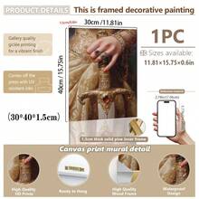 1 件，帆布墙画/卷轴画，墙画，防水，海报，带框墙画，秋季，万圣节，维多利亚时代持剑女子海报，黑暗学院艺术哥特式装饰，古董插图，复古墙画，适用于客厅、卧室、玄关装饰、鬼屋或万圣节派对装饰