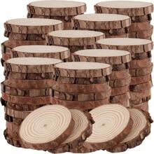 COSANSYS 120PCS Natural Wood Slices 5-6 Cm Unfinished Predrilled Log Discs Wooden Circles With Natural Jute Twine For DIY Crafts 2025 New Christmas Decorations Ornaments