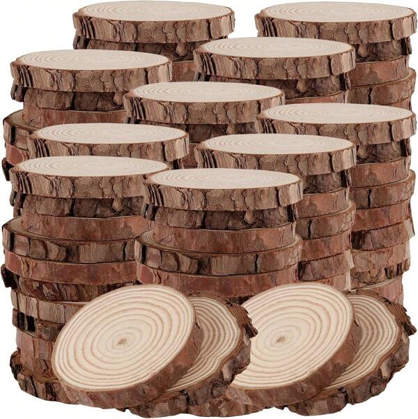 COSANSYS 120PCS Natural Wood Slices 5-6 Cm Unfinished Predrilled Log Discs Wooden Circles With Natural Jute Twine For DIY Crafts 2025 New Christmas Decorations Ornaments