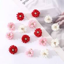 1 pièce/5 pièces/10 pièces Ensemble de barrettes à cheveux en fleurs en tissu, coiffe de mariée, accessoires pour cheveux en fleurs de couleur unie avec centre en strass, convient aux femmes, aux fêtes, aux rassemblements, à l'usage quotidien, à la décoration de fleurs d'Halloween, aux accessoires d'été, aux voyages, aux pinces à cheveux, aux pinces à cheveux, aux pinces à cheveux