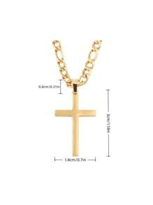 1pc Unisex Italian Cross Pendant Necklace, 3D Cut High Polish Cuban Chain Necklace, Suitable For Daily Wear, Gift For Birthday, Valentine's Day, Party