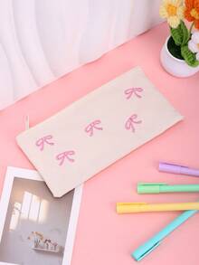 1 件，高端铅笔盒，涤纶材质，尼龙拉链，蝴蝶结图案，大容量，便携式铅笔袋，学校用品，情人节，万圣节，感恩节，返校季，生日特别礼物，可爱的铅笔盒，铅笔袋，书包，学校用品，返校