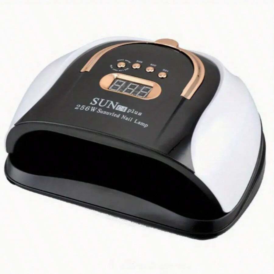 256W High Power UV LED Nail Lamp With 4 Timer Settings, Auto Sensor And Smart Display - Fast Gel Polish Curing, Purple And Black Design, Ergonomic Handle For Professional Manicure - White - View 1