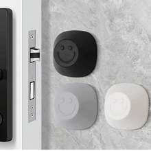 2pcs Smiling Face Silicone Door Stopper, Wall Protector, Self-Adhesive Soundproof Anti-Collision Door Handle Lock Cover For Refrigerator, Available In Black, White And Gray - Multicolor - View 2