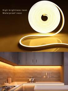 1 pièce Guirlande lumineuse à LED néon alimentée par batterie, décoration d'intérieur/extérieur pour cuisine, chambre à coucher. Lumière néon en silicone moderne et flexible. Ruban lumineux néon à LED réglable, étanche IP65