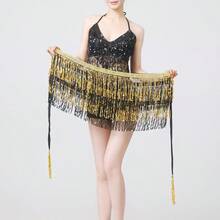 1入組女士閃爍霓虹裙裝,腹舞臀部裙子流蘇圍巾瘋狂舞蹈裙皮帶派對獨特性感腰部舞蹈圍巾