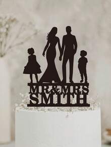 Personalized Wedding Family Cake Topper Customed Mr & Mrs Couple Family Silhouette Anniversary Topper - Multicolor - View 28