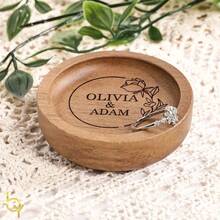 1pc Personalized Wooden Jewelry Tray, Customized Engagement, Wedding Ring Holder, Jewellery Tray, Suitable As Engagement Or Wedding Gift - Multicolor - View 8