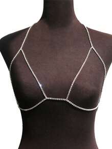 Corrente de Sutiã Clássica para Mulheres, Joia Corporal com Rhinestone Brilhante, Acessório Sexy para Festa