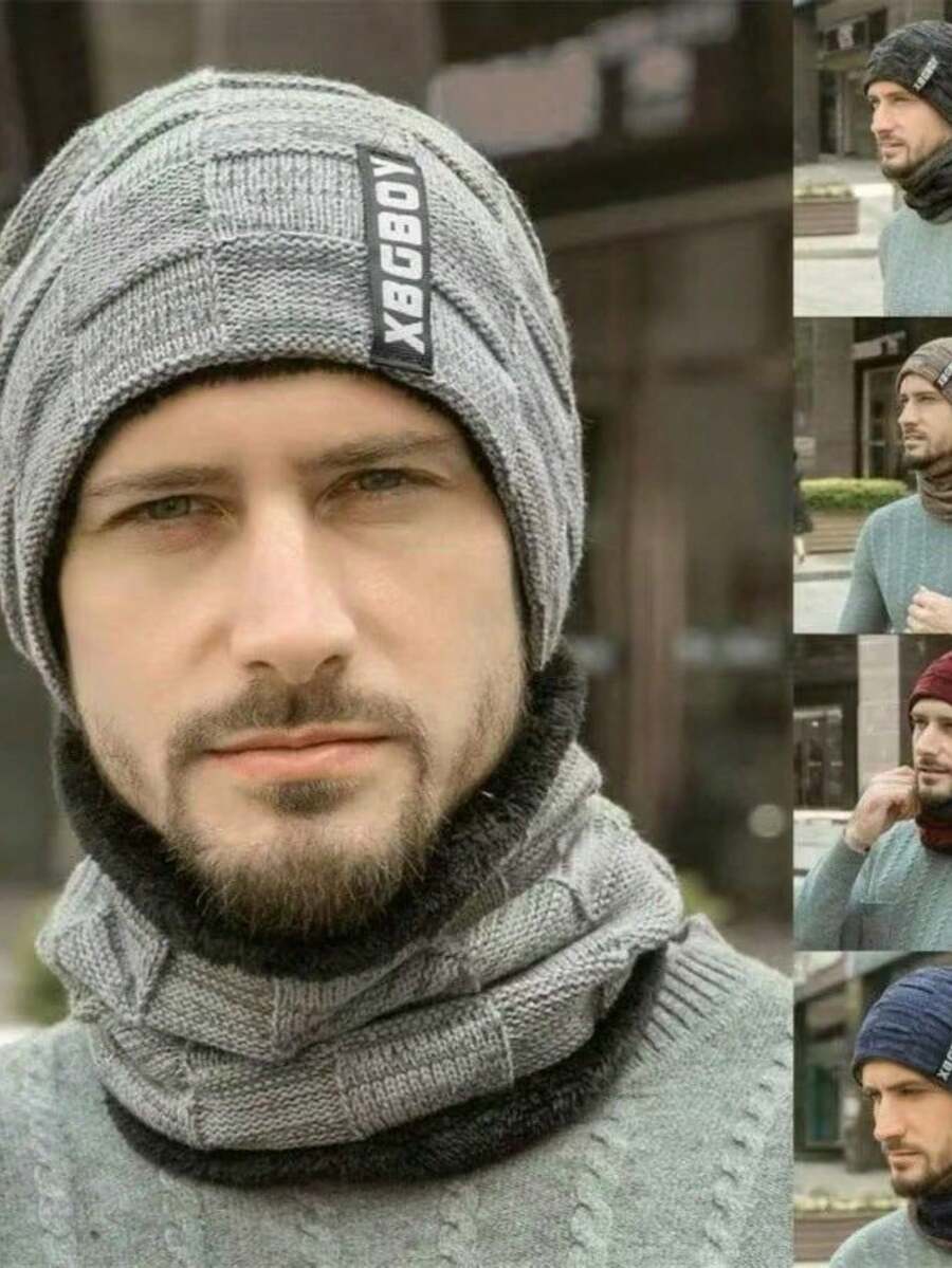 Men's Winter Casual Thermal Hat And Scarf - and Throat - View 1