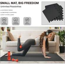 AIRHOP 18 Tiles Gym Floor, EVA Foam Puzzle Gym, High-Density Interlocking Foam Floor Tiles Home Gym, Workout Garage Kitchen Flooring - 黑色 - 查看 12