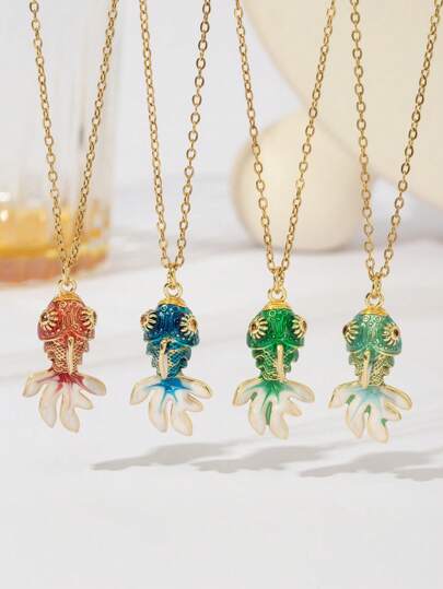 1pc Non-Fading Copper Plated Lucky Goldfish Pendant, Versatile For DIY Craft Necklace Decoration, Suitable For Women's Daily Wear And Gift-Giving