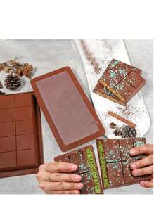 1 conjunto 2 peças Molde de Chocolate, Bandeja de Moldagem de Bloco de Chocolate de Silicone, Molde de Fabricação de Bloco de Chocolate de Dubai