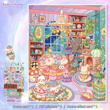 Landschaftsaufkleber, 3D Miniatur-Haus-Szene Aufkleber, handgefertigte Collage-DIY Kleinaufkleber für Kinder, Schulmaterial, Schulanfang