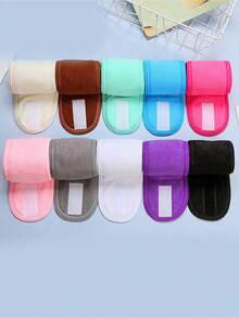 Adjustable Head Bands Solid Color Non Slip Hair Hoops Suitable For Spa Face Washing Skin Care Make Up Head Bands Adjustable Wide Hairband Yoga Spa Bath Shower Makeup Wash Face Cosmetic Headband For Women Ladies Make Up Accessories.Sponge High Skull Crown Twist Headband, Wrist With Towel, Velvet Cloud Headband, Women's Face And Hair Button Home Bathroom Decor Fall Decor Back To School Hair - 彩色 - 查看 7