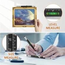 IZZONI 6-In-1 Multifunctional Tool Pen - Includes Ballpoint Pen Ruler Level Screwdriver And Handwriting Tip - Compact Metal Pen With Built-In Utility Features For Daily Use - Black - View 4