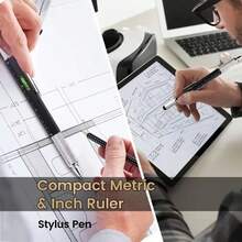 IZZONI 6-In-1 Multifunctional Tool Pen - Includes Ballpoint Pen Ruler Level Screwdriver And Handwriting Tip - Compact Metal Pen With Built-In Utility Features For Daily Use - Black - View 5