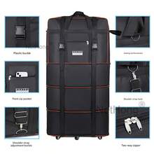 NetHong Men's Large Expandable Foldable Suitcase Collapsible Rolling Travel Luggage Bag - Black - View 9