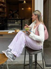 Autumn And Winter Women's Clothing, Women's Solid Color Casual Sweaters With Large Bow Design On The Chest, Cute Women's Tops, Comfortable And Elegant Casual Sweaters, Fashionable And Versatile Women's Streetwear, Women's All-White Party Wear, Women's Going Out Tops