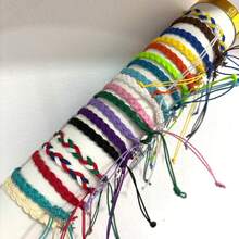 全新波西米亞風格手工編織手鍊,防水蠟繩情侶手環,適用於校園學生,海灘度假 - 白色 - 查看 1