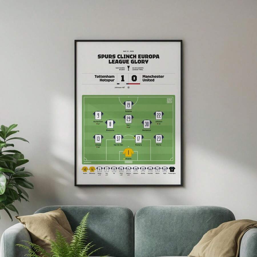 1Pc Tottenham Hotspur 2025 Europa League Champions Canvas Poster Vintage Stadium Victory Wall Art, Đồ trang trí thể thao cho phòng trò chơi/Man Cave/Phòng ngủ/Phòng khách/Văn phòng, Quà tặng hoàn hảo cho người hâm mộ bóng đá & Đồ trang trí trở lại trường (Tranh dán tường bóng đá, Du lịch nghỉ dưỡng, Tốt nghiệp bãi biển, Tranh dán tường, Áp phích Funky) - Nhiều màu - Xem 1