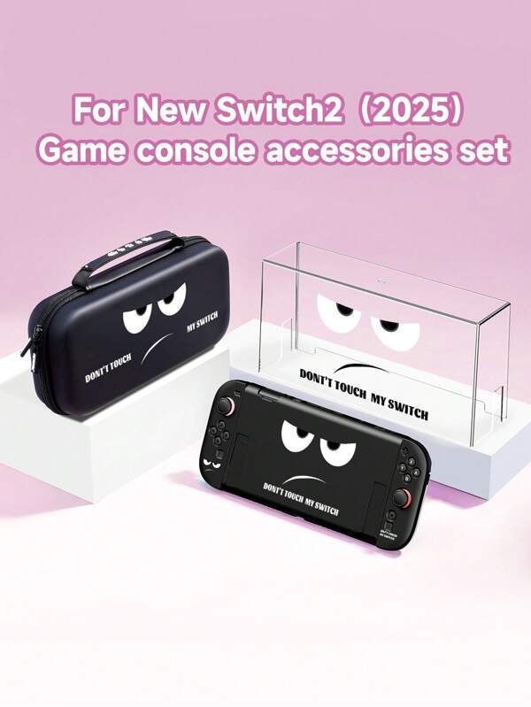 Accesorios para consola de juegos compatibles con Switch2, con diseño de expresión enojada y eslogan. Nuevo paquete de accesorios Gen2 (2025) que incluye: funda protectora de la consola/cubierta del dock/bolsa de almacenamiento/cubierta antipolvo. Prácticos y de moda, con soporte portátil, anti-arañazos, anti-caídas y anti-suciedad. Regalo romántico.