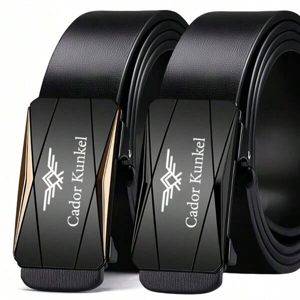 Men's Fashion Adjustable Waist Belt With Auto-Lock Buckle, Suitable For Middle-Aged And Elderly Gentlemen, Ideal Christmas Gift And Casual Wear