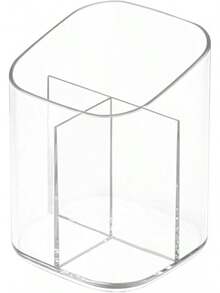 Acrylic Clear 3 Slots Pencil Pen Holder For Desk, Desktop Brush Storage Organizer Pen Cup Stand For Office School Home - 1 - 查看 1