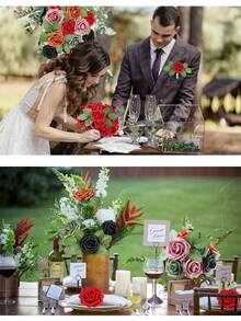 10/50/100pcs/Set Red Black Artificial Flower, Simple Pe Foam Decorative Flower For Home Decoration Foam Roses Artificial Flower Heads Fake Rose For DIY Wedding Bouquets Centerpieces Arrangements Party Baby Shower Home Decor Halloween, Christmas, New Year Home Decoration Simulation Flowers - Burgundy - View 9