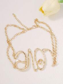 1pc Women's Hollow Letter Necklace, Hip-Hop Motorcycle Style - Letter Clavicle Chain - View 13