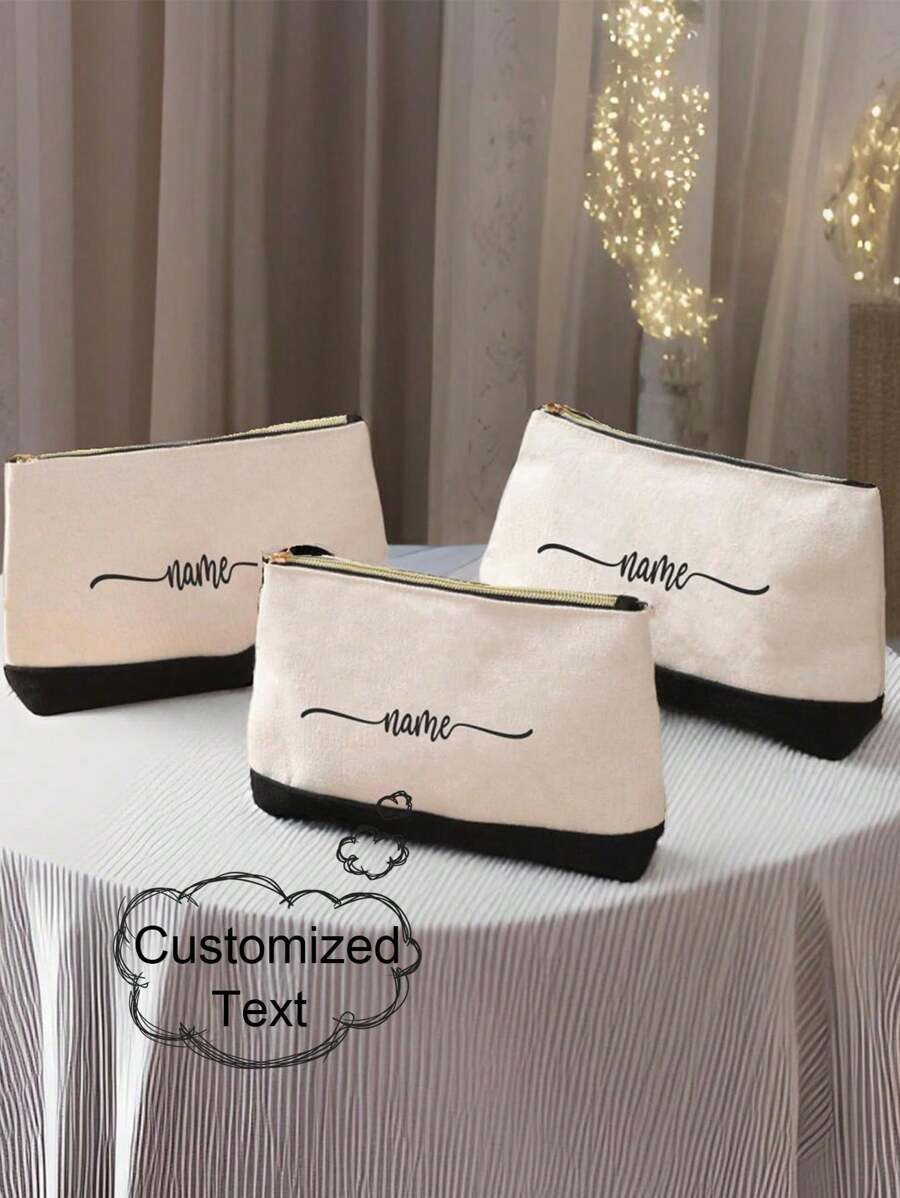 Dostosuj swoją ekskluzywną nazwę i tekst, lekki płócienny wodoodporny zamek błyskawiczny, portfel na monety o dużej pojemności, etui na długopis, odpowiedni na zakupy, randki, wakacje, podróże, festiwale, imprezy, prezenty itp., modna i popularna torba do przechowywania, wielofunkcyjna, lekka i przenośna, może pomieścić szminkę, kosmetyki itp.