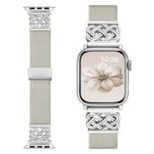 Pulseira trançada com nó celta glam e fivela magnética, compatível com Ultra 38 mm, 40 mm, 41 mm, 42 mm, 46 mm, 44 mm, 45 mm e 49 mm para mulheres e homens, pulseira trançada com design especial/pulseira elegante compatível com SE Ultra Watch Series 8/7/6/5/4/3/2/1, acessórios para relógio, presente para ela