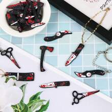 24 Pcs Fake Knife Charms, Halloween Pendant Mini Resin Knives Beads For Women DIY Jewelry Making Crafting Halloween Charms With Box Home Decor Halloween Decor Fall Decor Room Decor