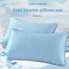 Funda de almohada refrescante de verano, funda de almohada de frijol de hielo de Color sólido, sensación fresca, funda de aire acondicionado lavable (sin almohada) 48x74cm - gris-1 pieza - Ver 4