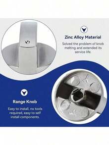 3 paquetes de perillas de estufa de repuesto de 8 mm, interruptores de control de utensilios de cocina de aleación de zinc, botones de metal, adecuados para estufa, estufa de gas, microondas (interruptor de 45°), reemplazo directo fácil, sin herramientas necesarias - Multicolor - Ver 5