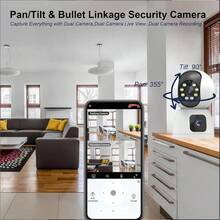 3MP 双镜头安全摄像头,迷你间谍摄像头,3MP 高清智能摄像头,WiFi 室内摄像头,用于家庭安全,360° 视图,自动跟踪,人体检测,彩色夜视,24/7 全天候录制,球形设计带运动传感器警报,双向音频,AI 人脸检测录制 - 白色 - 查看 12