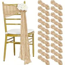 Cheesecloth Chair Sashes Aisle Decorations Light Pink 10/20 Packs, Chair Bow Designed Decorative Chair Cover Chair Sashes 108 Inch For Wedding Reception Party Hotel Decoration(Beige) - Multicolor - View 1