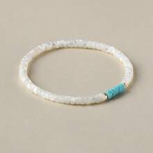 1 chiếc vòng tay ngọc lam cổ điển nối chuỗi đàn hồi màu trắng đá tự nhiên pha lê vòng tay hạt thủ công - vòng tay đá tự nhiên - Xem 1