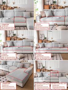 1 件弹力沙发套，防滑全覆盖沙发座套，适合所有季节，布艺加厚沙发套，可机洗，防尘，宠物友好，装饰性沙发保护套，可调节，适用于转角沙发、卧室、办公室、客厅、L 型沙发和 1/2/3/4 座 - 淺灰色 - 查看 5