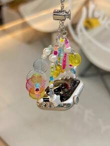 The New Y2K Dopamine Button Strap Is Compatible With Apple Watch Straps, Apple Watch 10/8/9/7/6/5/4/3/2/1 Series Straps, And Apple Watch Ultra40mm 44 41 45 49 42 38mm Women's Fashion Bracelet Accessories. Wearing It Is Neither Stuffy Nor Comfortable, Very Suitable For The Wrist - Translucent - View 5