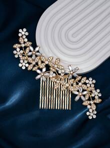 1 Stück elegante Krone in Goldfarbe, Haarreif-Krone für Frauen, geeignet für europäische/amerikanische Tanzpartys, Geburtstage, Hochzeiten, Fotoshootings, Legierungs-Strass Braut-Kronen-Accessoire