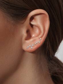 Pendiente individual de plata de ley 925, pendientes mini, pendientes de los doce signos del zodiaco, pendientes de botón, mini joyería de mujer como regalo - soltero - Ver 3