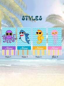 1 Stück personalisiertes Strand-Handtuch mit Meeres-Motiv, lustiges cartoon-artiges niedliches Meer-Thema (Seepferdchen/Hai/Oktopus/Qualle), helles und fröhliches Design, großzügige Größe für Komfort, ideal für Strandtage, Pool-Partys, einzigartiges Geschenk um deinen Sommer zu personalisieren
