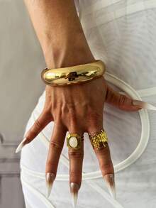 4件/3件/1件手链套装，金色手镯，宽开口手镯，厚手镯，手链套装，开口手镯，女士手链，送她的礼物 - 金黃色 - 查看 12