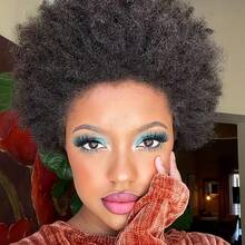 13x4 蕾丝前部非洲卷曲真人发假发，适合女士，密度 180% 短卷发波浪真人发假发，蓬松柔软真人发假发 - SNatural - 查看 2